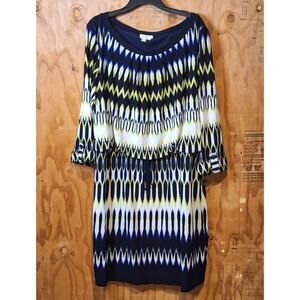 London Times Woman Dress Women's 22W Blouson Abstract Geometric Office Workwear